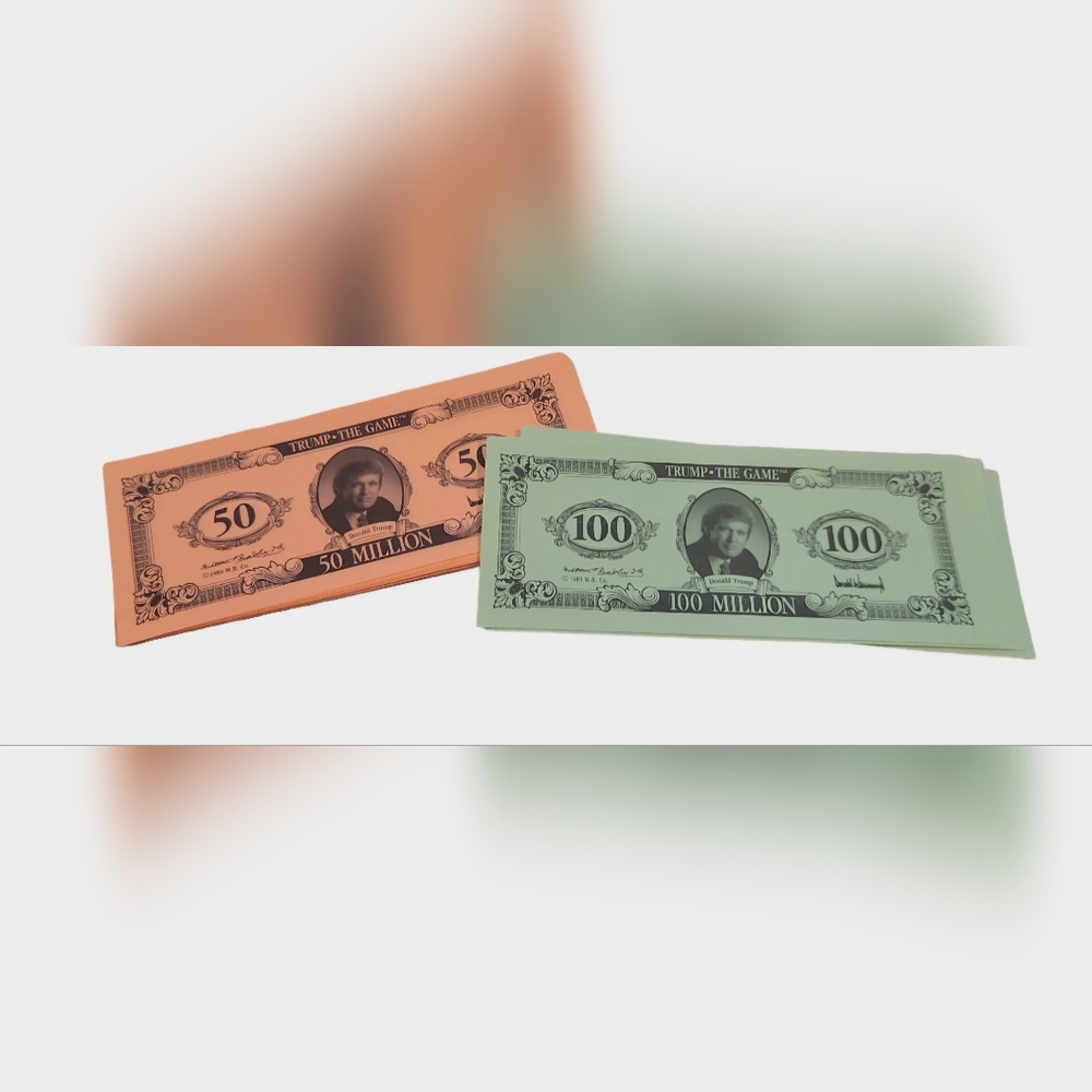Trump Play Money Approximately 35 Bills Pink And Green Bucks From Board Game